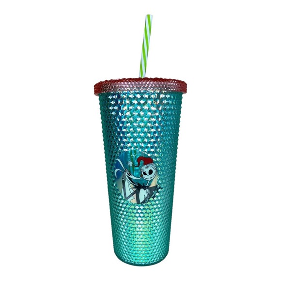 20 oz Jack and Zero Studded Tumbler Ice Green and Red Nightmare Before Christmas - Picture 1 of 7